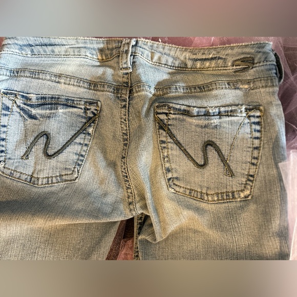 2000s/Y2K style low rise Silver distressed jeans!! ∞༺♡ super cute ♡༻✧ - Picture 5 of 6